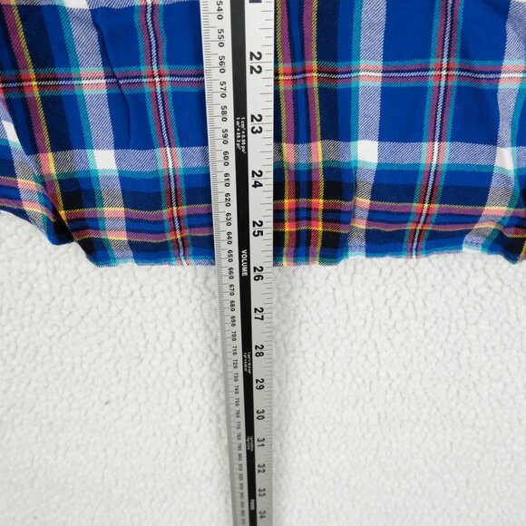 Super Dry Shirt Womens 12 Blue Red Plaid Button Up Long Sleeve Colorful - Picture 5 of 10